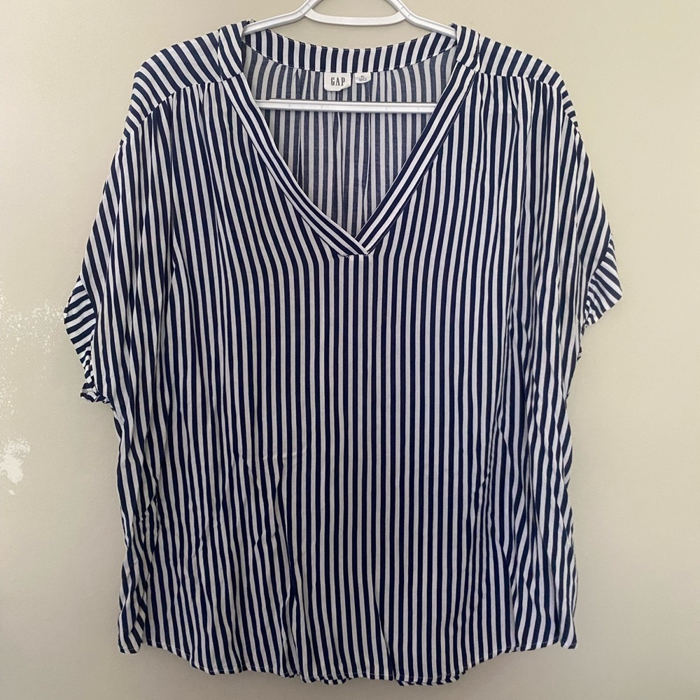 Blue and White Striped Top